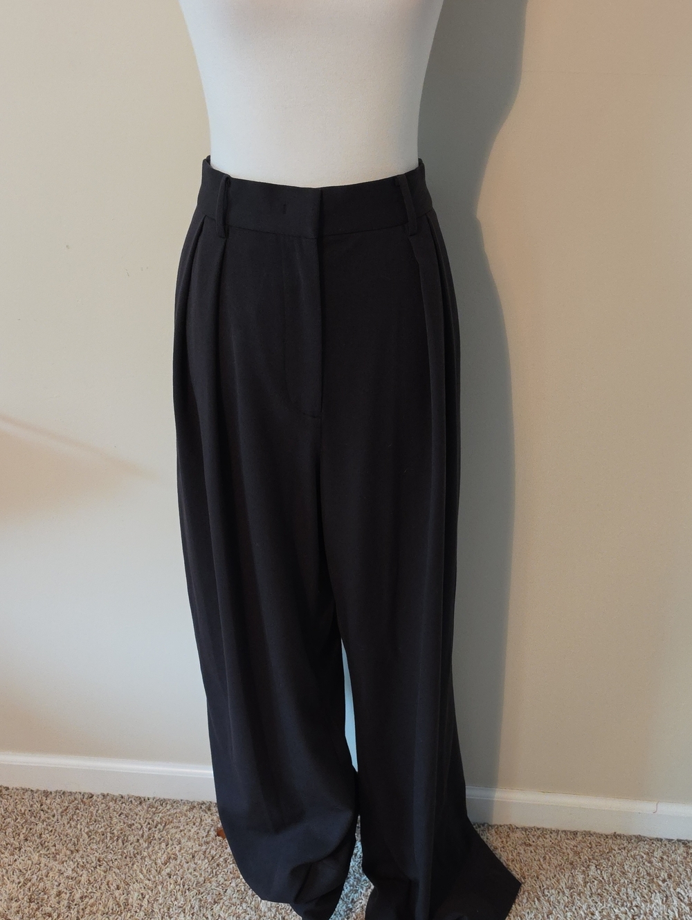 Staud Classic High-Waist Wide-Leg Pants - Black